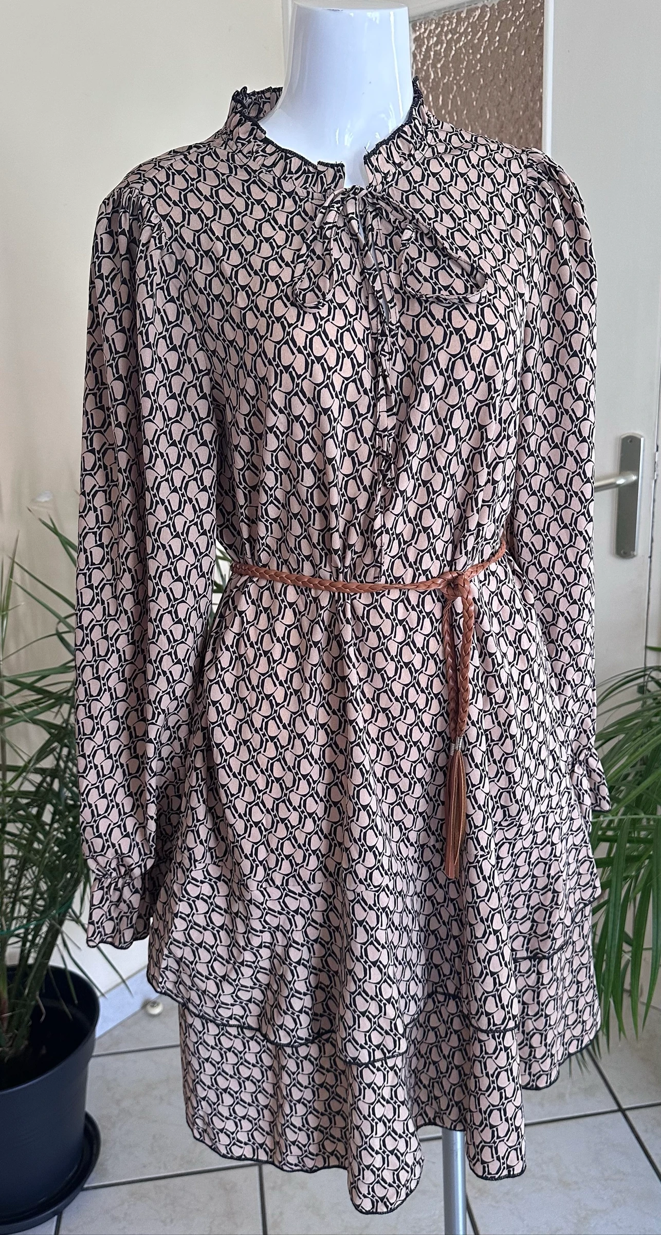 Fluid dress NEW printed black & brown – Size 38/40 – photo 5